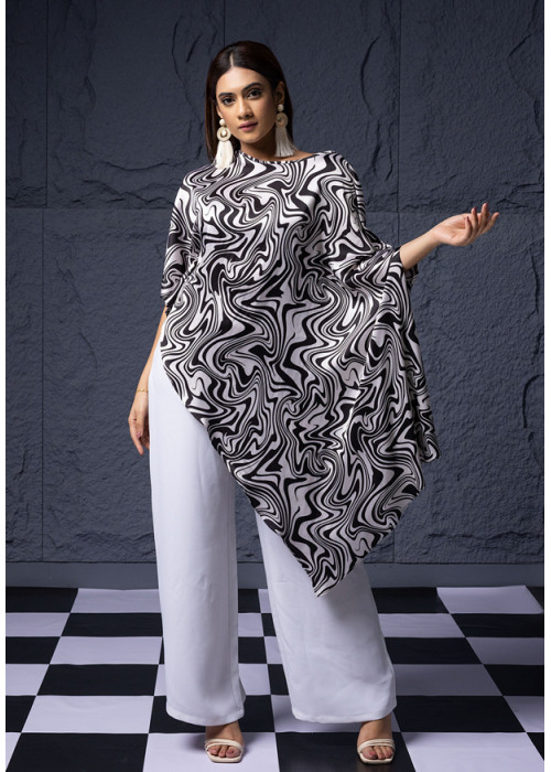 ANITTA BLACK & WHITE SATIN TOP